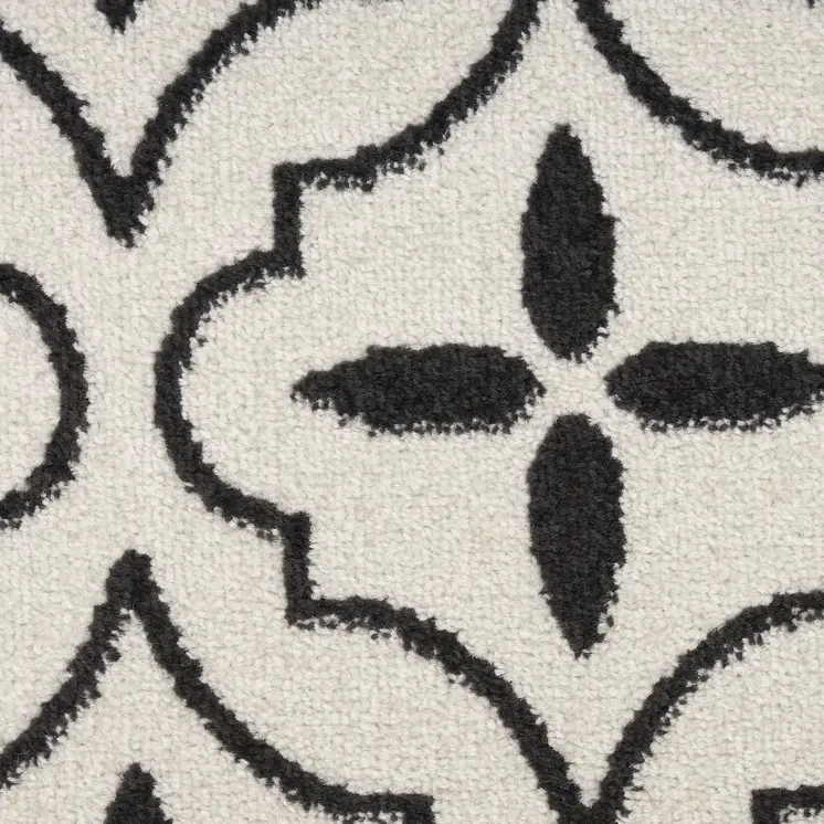 8' X 10' Ivory And Black Geometric Indoor Outdoor Area Rug