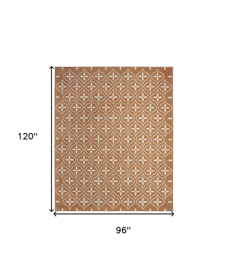 8' X 10' Copper Geometric Indoor Outdoor Area Rug