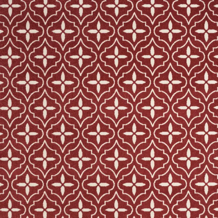 8' X 10' Brick Red And Ivory Geometric Indoor Outdoor Area Rug