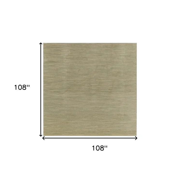 9' Green And Gold Square Abstract Indoor Outdoor Area Rug