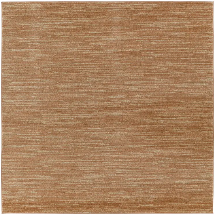 9' Rust Square Abstract Indoor Outdoor Area Rug