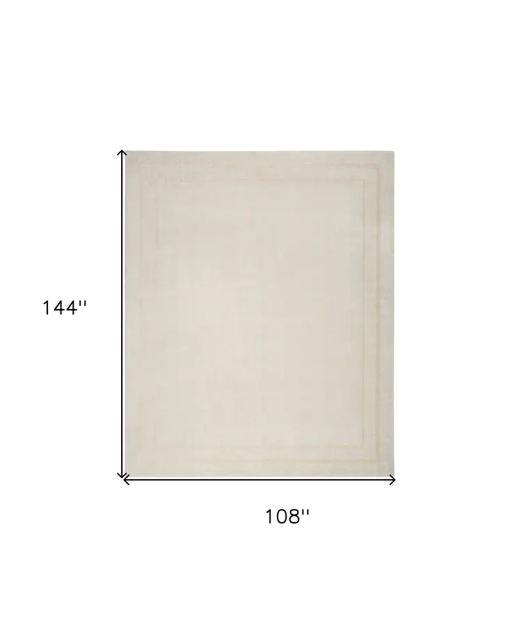 9' X 12' Ivory And Gold Indoor Outdoor Area Rug