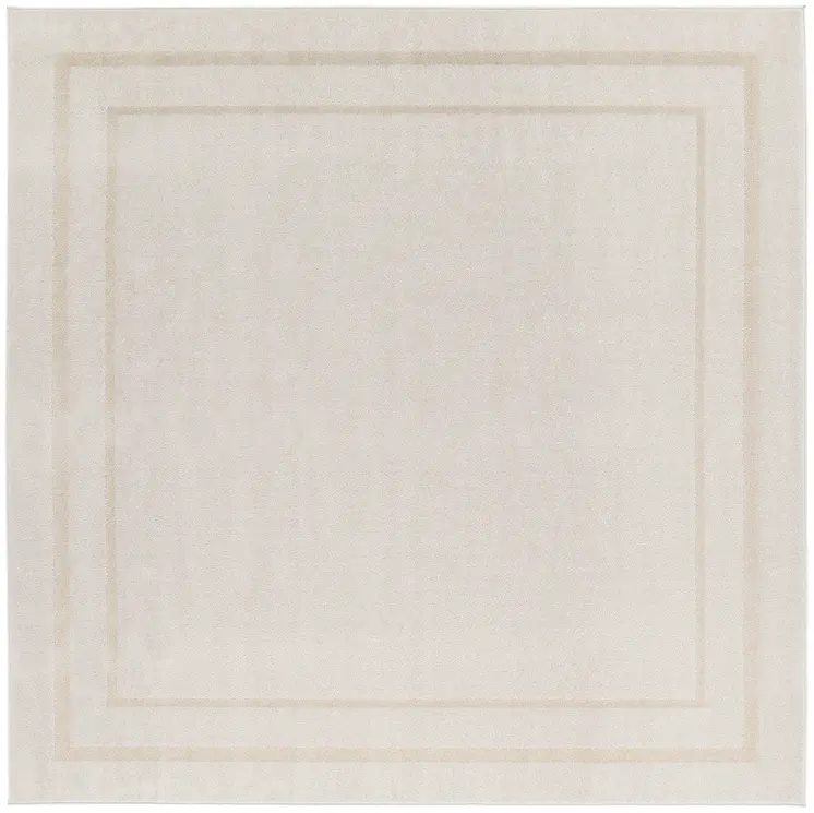 9' Ivory And Gold Square Indoor Outdoor Area Rug