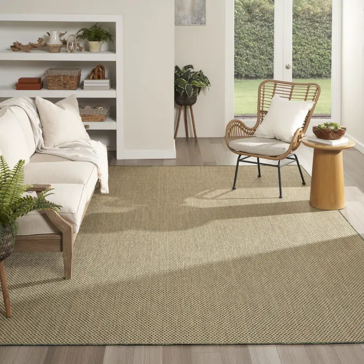 9' X 12' Green Geometric Indoor Outdoor Area Rug