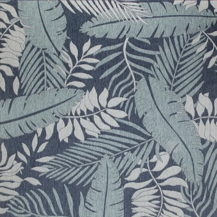 10' X 14' Navy Blue Floral Indoor Outdoor Area Rug