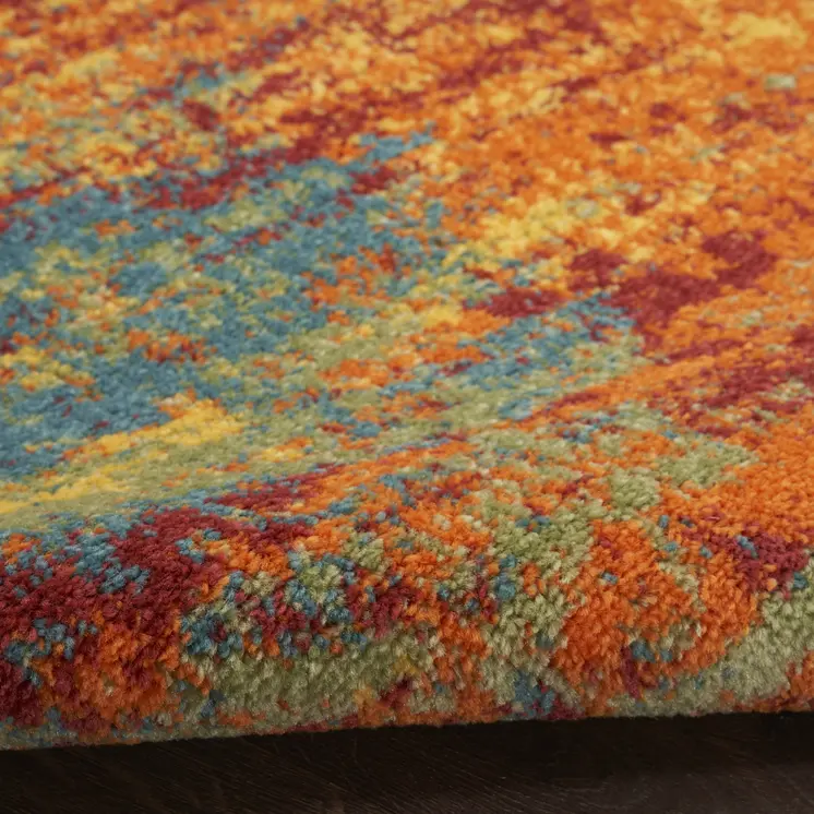 10' X 14' Flame Abstract Indoor Outdoor Area Rug