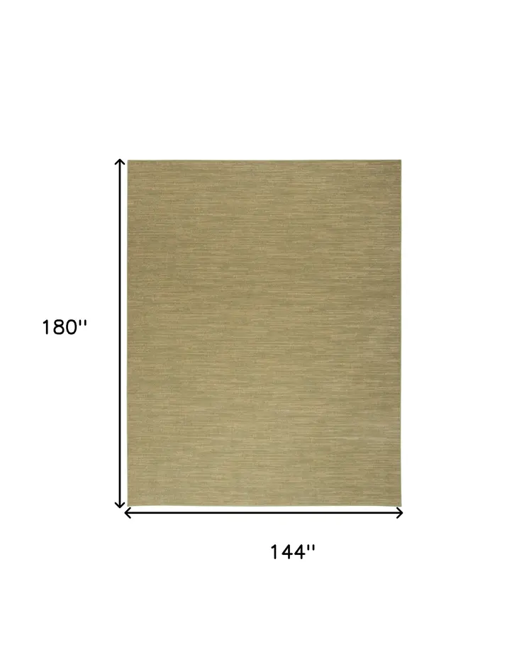 12' X 15' Green And Gold Abstract Indoor Outdoor Area Rug