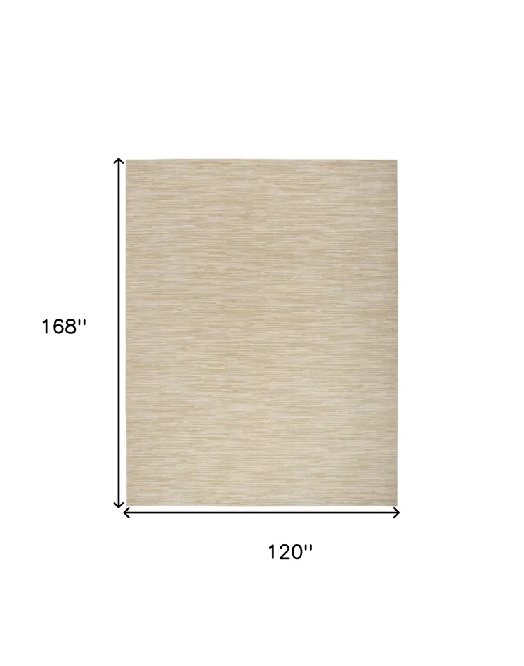 10' X 14' Ivory And Gold Abstract Indoor Outdoor Area Rug