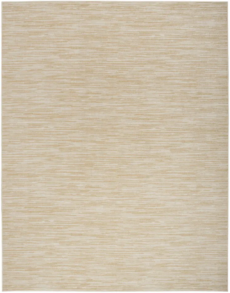 10' X 14' Ivory And Gold Abstract Indoor Outdoor Area Rug