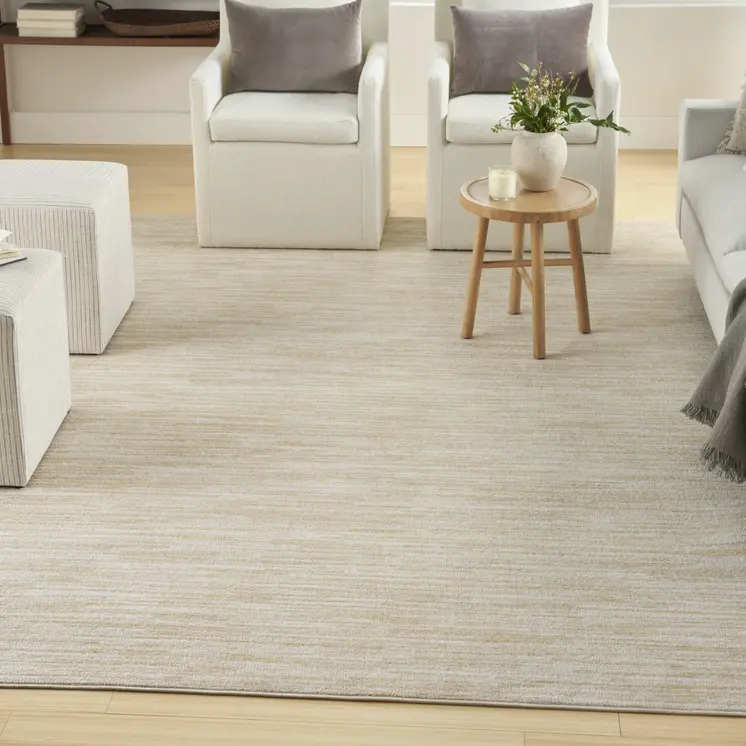 10' X 14' Ivory And Gold Abstract Indoor Outdoor Area Rug