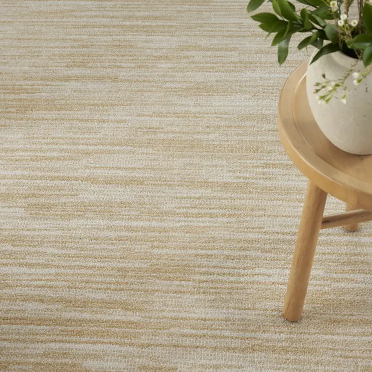 10' X 14' Ivory And Gold Abstract Indoor Outdoor Area Rug