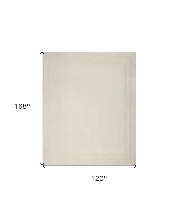 10' X 14' Ivory And Gold Indoor Outdoor Area Rug