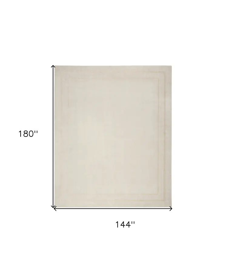 12' X 15' Ivory And Gold Indoor Outdoor Area Rug