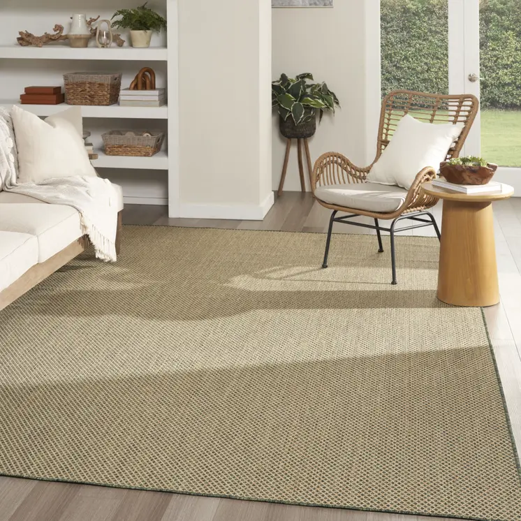 10' X 14' Green Geometric Indoor Outdoor Area Rug