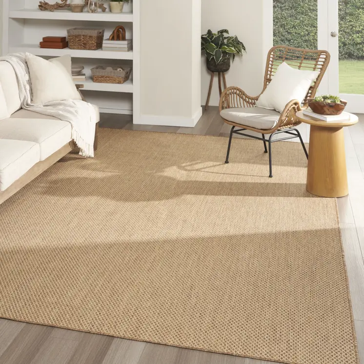 10' X 14' Tan Geometric Indoor Outdoor Area Rug