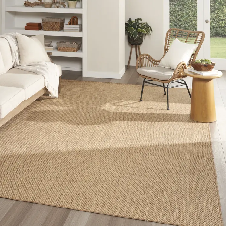 10' X 14' Tan Geometric Indoor Outdoor Area Rug