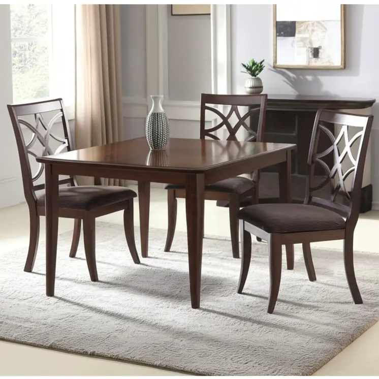 Set of Two Brown and Dark Brown Upholstered Microfiber Dining Side Chairs