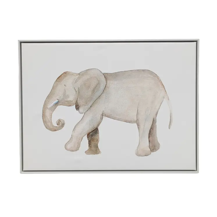 Elephant White Floater Frame Print Wall Art