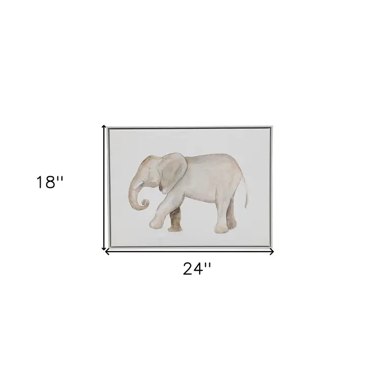 Elephant White Floater Frame Print Wall Art