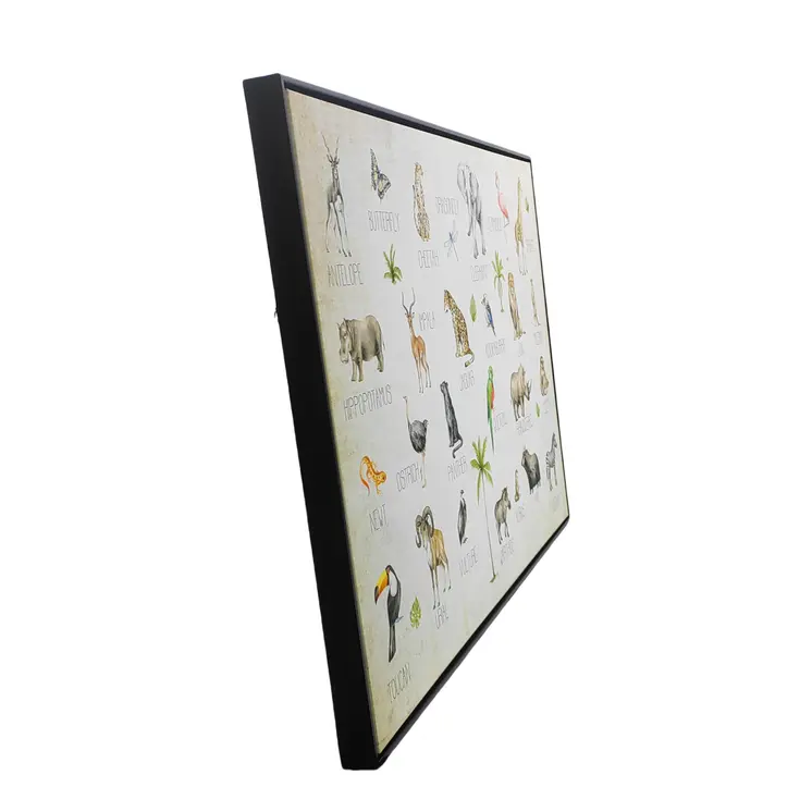 Jungle Animals Alphabet Black Floater Frame Wall Art