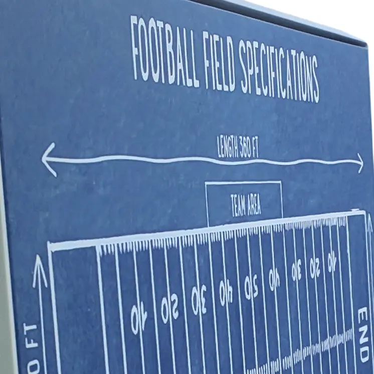 Blue Football Field White Floater Frame Print Wall Art