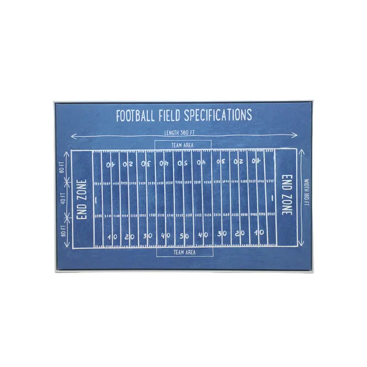 Blue Football Field White Floater Frame Print Wall Art