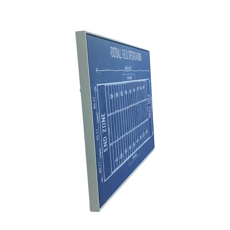 Blue Football Field White Floater Frame Print Wall Art