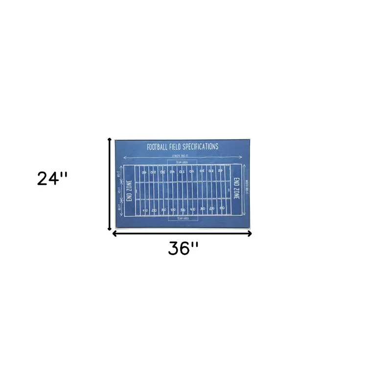 Blue Football Field White Floater Frame Print Wall Art