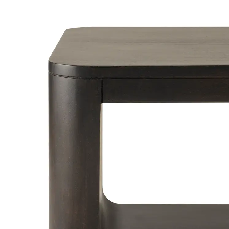 48" Walnut Solid Wood Floor Shelf Coffee Table With Shelf