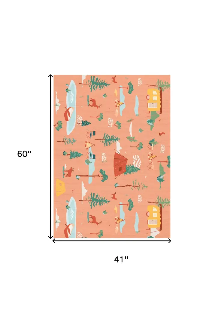 4' X 5' Orange Indoor Outdoor Area Rug