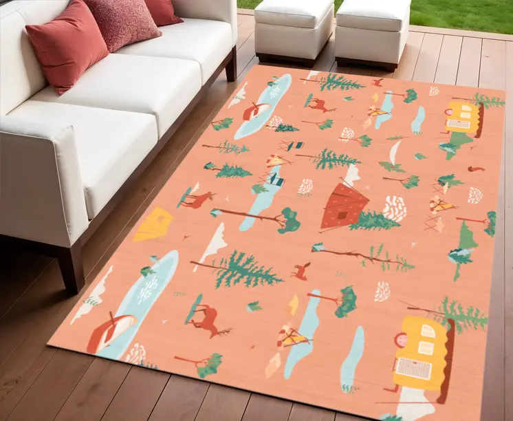 4' X 5' Orange Indoor Outdoor Area Rug