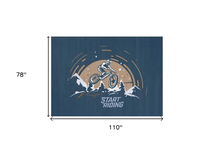 7' X 9' Blue Indoor Outdoor Area Rug