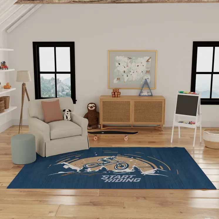 7' X 9' Blue Indoor Outdoor Area Rug