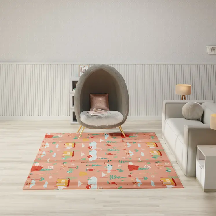7' X 9' Orange Indoor Outdoor Area Rug