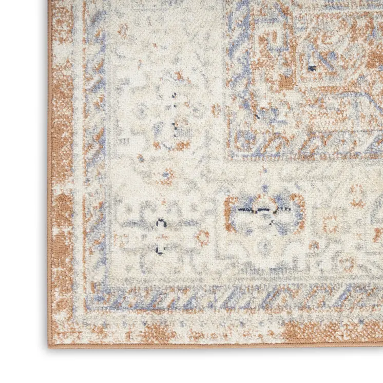 10' X 14' Beige And Blue Floral Indoor Outdoor Area Rug