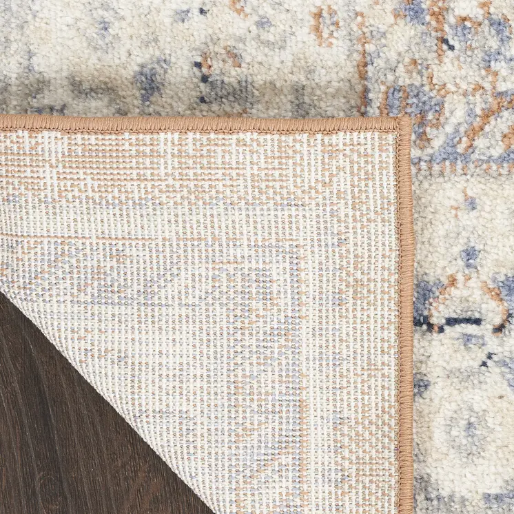 10' X 14' Beige And Blue Floral Indoor Outdoor Area Rug