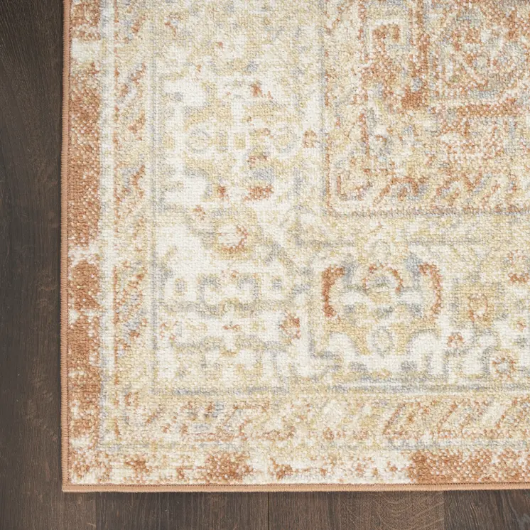 10' X 14' Beige And Rust Floral Indoor Outdoor Area Rug