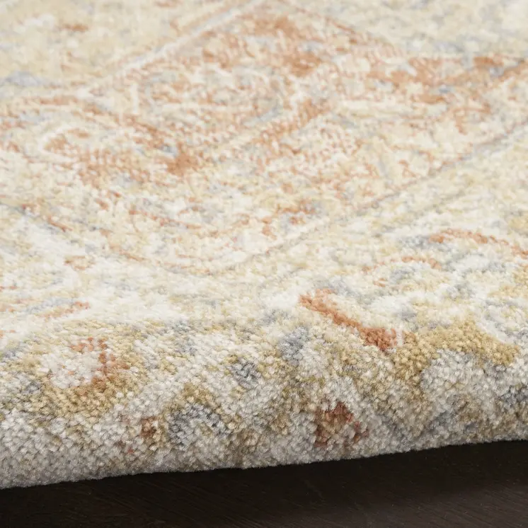 10' X 14' Beige And Rust Floral Indoor Outdoor Area Rug