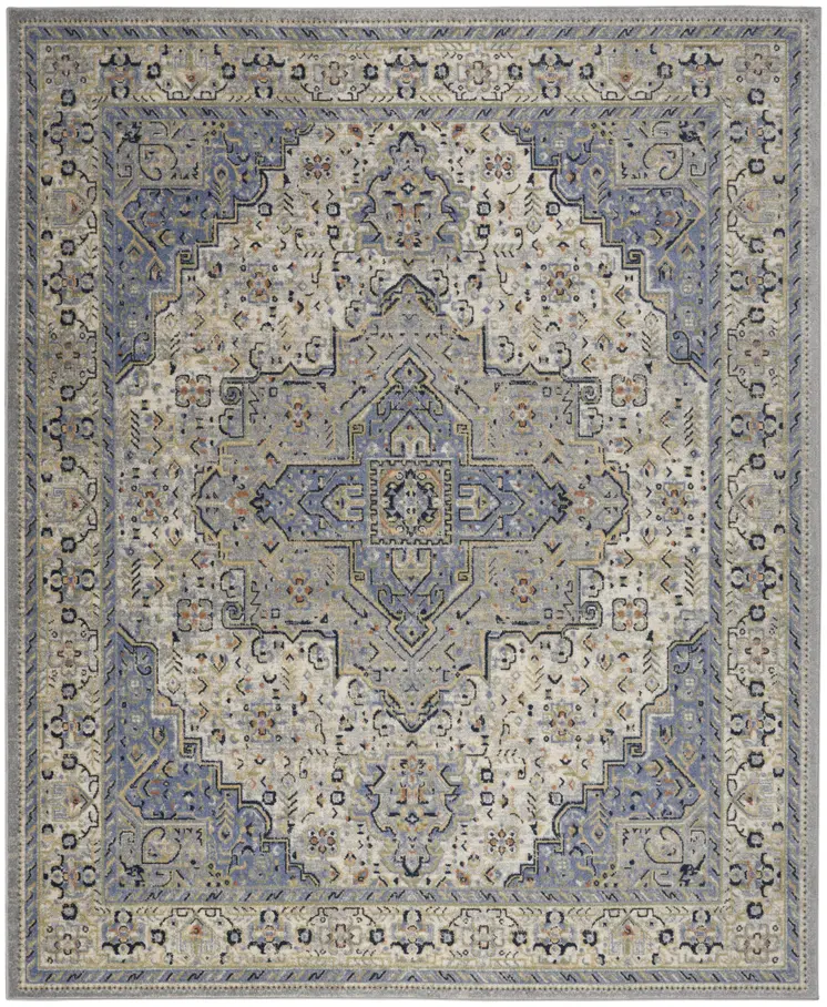 10' X 14' Blue Floral Indoor Outdoor Area Rug