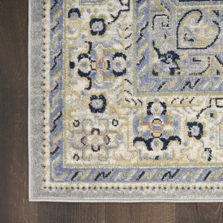 10' X 14' Blue Floral Indoor Outdoor Area Rug