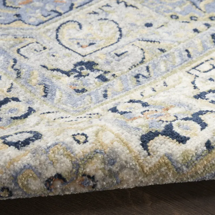 10' X 14' Blue Floral Indoor Outdoor Area Rug