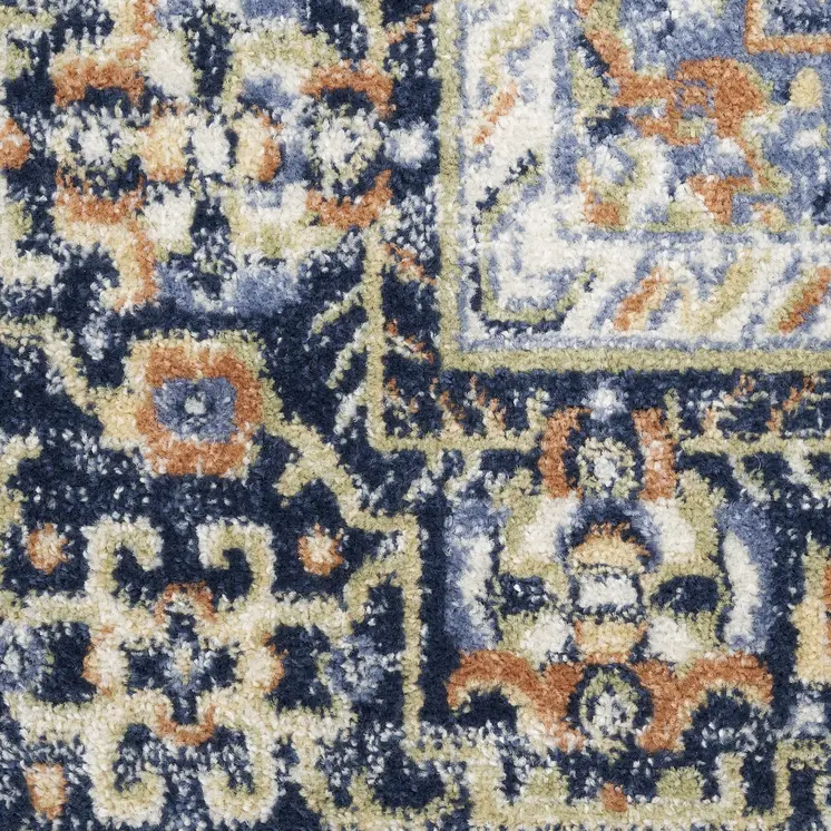 10' X 14' Navy Blue Floral Indoor Outdoor Area Rug