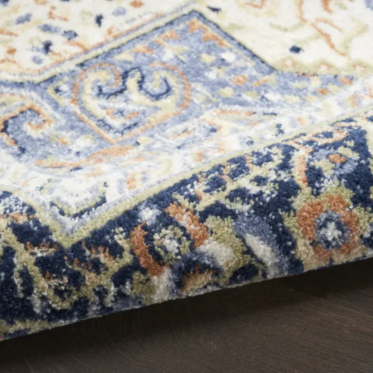 10' X 14' Navy Blue Floral Indoor Outdoor Area Rug