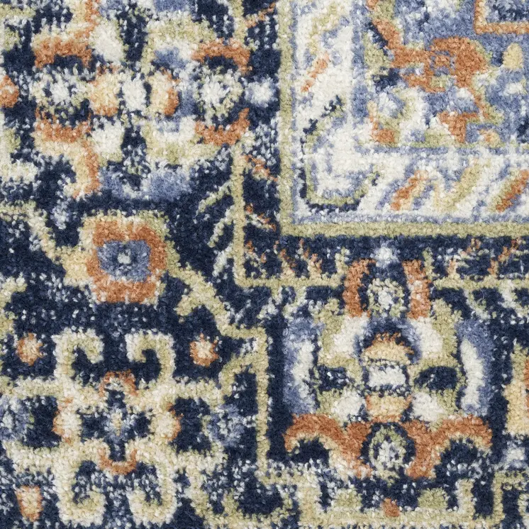 10' X 14' Navy Blue Floral Indoor Outdoor Area Rug