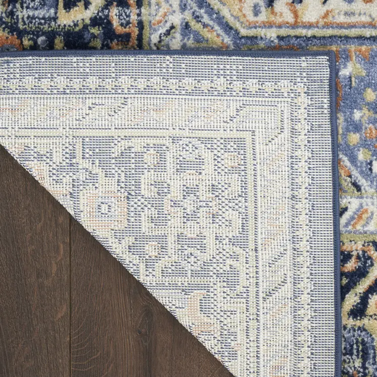 10' X 14' Navy Blue Floral Indoor Outdoor Area Rug