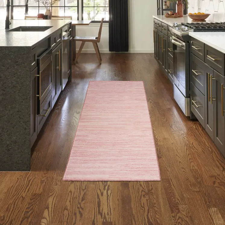 6' Pink Abstract Washable Runner Rug