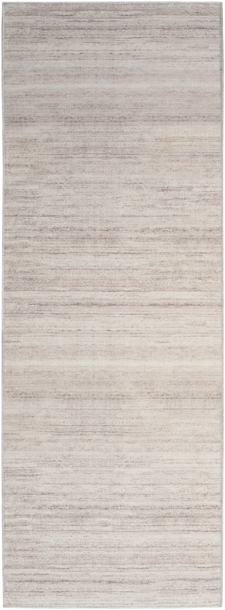 6' Ivory and Light Brown Abstract Washable Runner Rug
