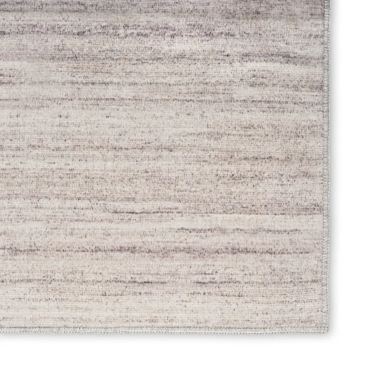6' Ivory and Light Brown Abstract Washable Runner Rug