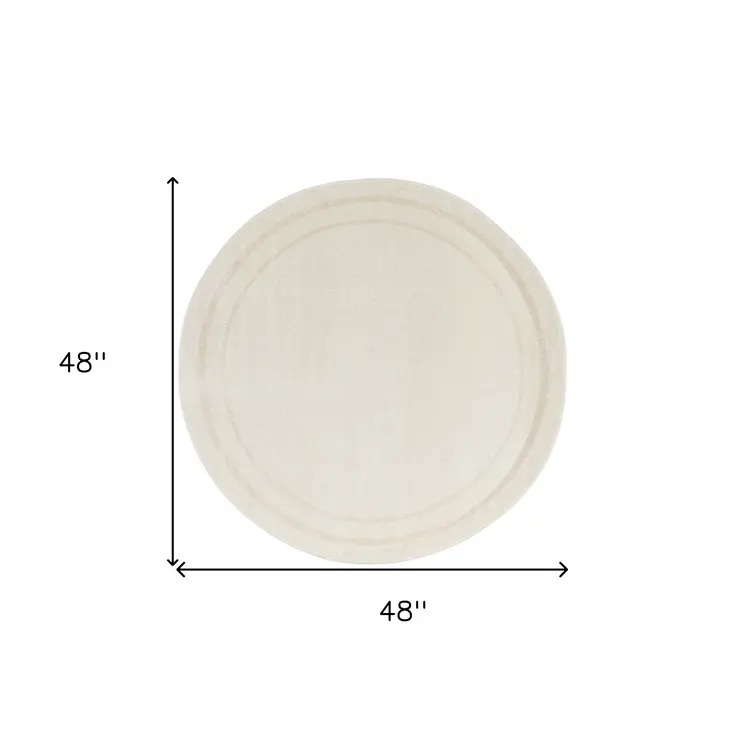 4' Ivory And Gold Round Indoor Outdoor Area Rug