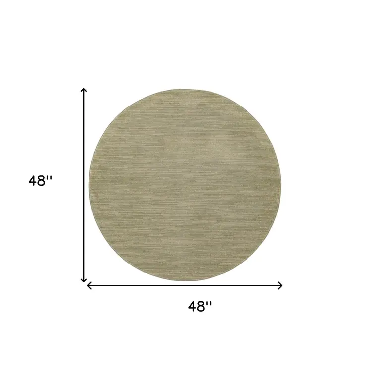 4' Green And Gold Round Abstract Indoor Outdoor Area Rug